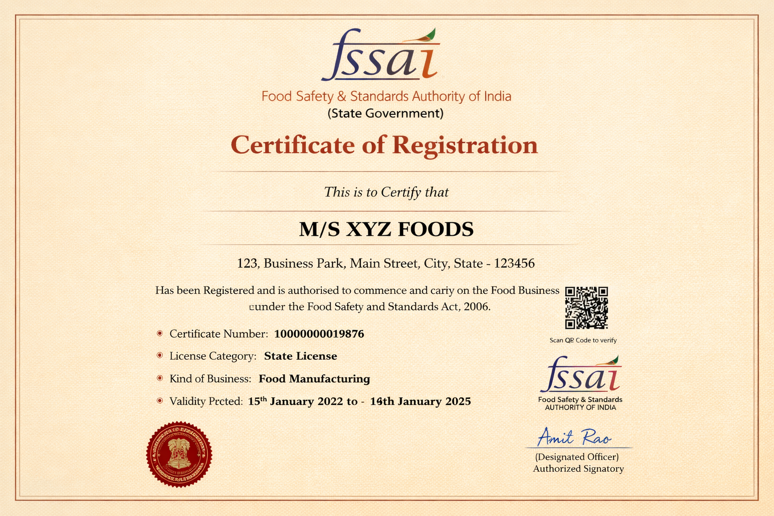 FSSAI State License